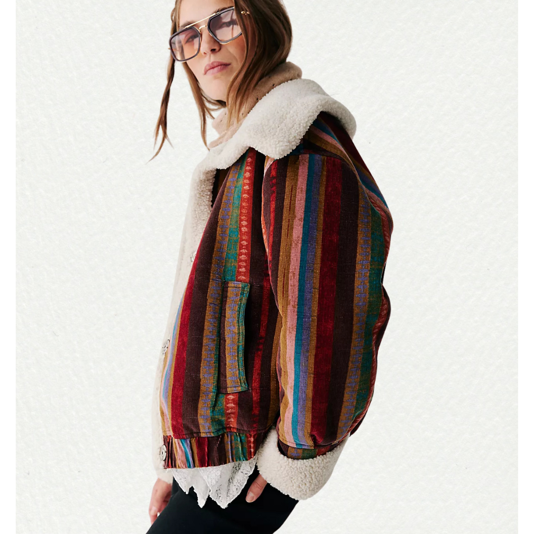 free people multi color corduroy jacket 